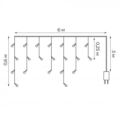Бахрома светодиодная со статическим свечением, 6м. соединяемая, 80 светодиодов, синий свет Uniel ULD-B6006-080/STK BLUE IP44