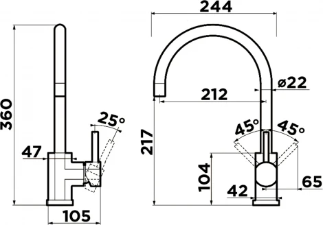 Смеситель Omoikiri Wakayama 4994244 для кухонной мойки