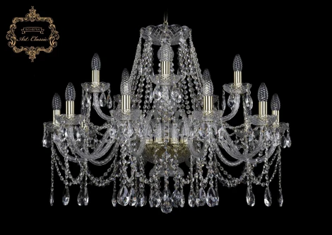 Подвесная люстра Art Classic 11.12 11.12.10+5.300.Gd.Sp (220V, хрусталь, на цепи, подсвечник, свеча)