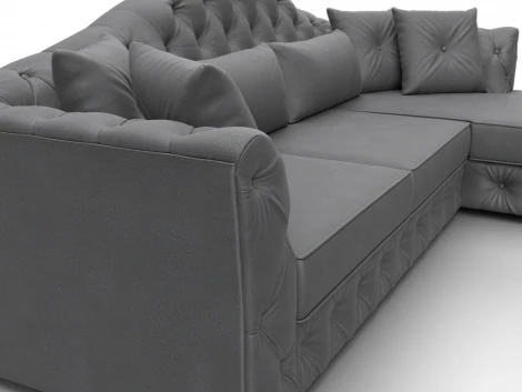 Диван угловой Артис правый угол (Брус,Рейка,Замша/Серый) Лига Диванов 128041