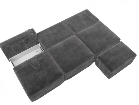 Диван прямой модульный с пуфом Лига-060 НПБ Лонг (ЛДСП,Брус,Фанера/Пластик/Велюр/Серый) Лига Диванов 129477