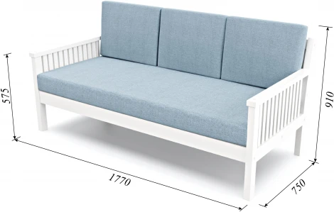 Диван Arsko Норман Б белая эмаль голубая рогожка