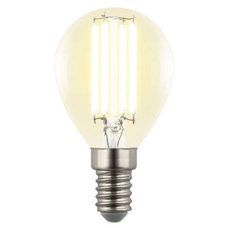 Лампа светодиодная, форма "шар", прозрачная, теплый белый свет 3000K Uniel Яркая A++ LED-G45-4W/3000K/E14/CL GLY01TR