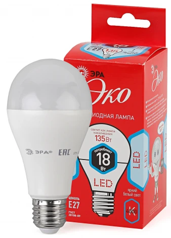 Лампочка светодиодная E27 18 Вт ЭРА ECO LED A65-18W-840-E27 ECO LED A65-18W-840-E27