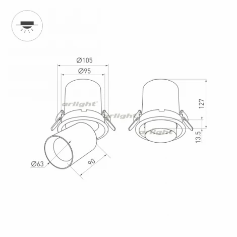 Встраиваемый точечный светильник Arlight LTD-PULL 031365 (LED, 220V, круглые)