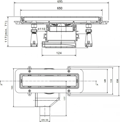 Душевой лоток Pestan Confluo Premium Line 650 с решеткой