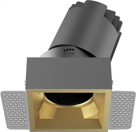 Точечный встраиваемый светодиодный светильник, квадратная рамка, золотой отражатель Fiberli 302T75 12130205