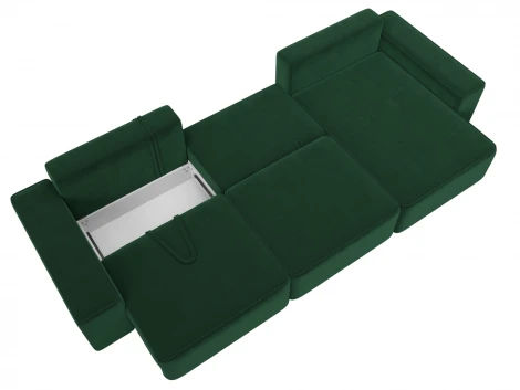 Диван угловой Лига-074 угол универсальный (ДСП/Пластик/Велюр/Зеленый) Лига Диванов 129862