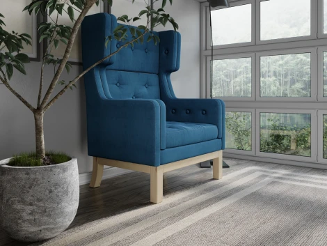 Кресло Arsko Айверс Хай Сосна шенилл синий