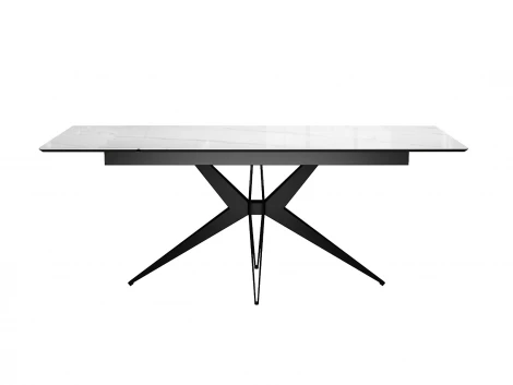 Стол DikLine DKS140 керамика Carrara Gloss (мрамор глянец белый), подстолье черное, опоры черные (2уп.) 00-00085035