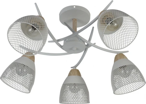 Потолочная люстра на штанге Escada Severn 516/5 5х60Вт Е27, металл, белый/дерево