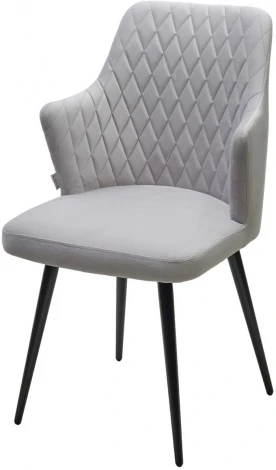 Стул M-City HERMAN СВЕТЛО-СЕРЫЙ BM-4, велюр / черный каркас