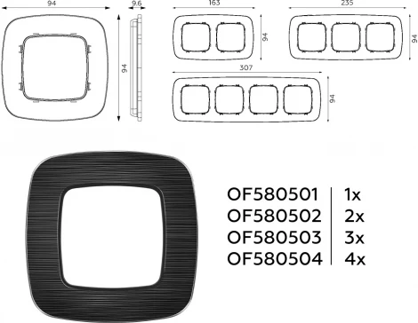 Рамка Ambrella Volt OMEGA Radian (Черный Металл шлифованный) 3-ая OF580503