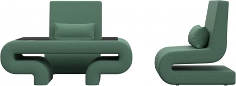 Набор Волна-3 (стол, 2 кресла) (Зеленый/Рогожка) Лига Диванов арт.125333