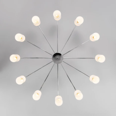 Потолочная люстра Wi-Fi на штанге Eurosvet Vegga 70160/12 хром (220V, управление смартфоном, голосовое управление, умный дом - Minimir Home, Алиса, Маруся, Салют)