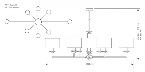 Потолочная люстра на штанге Kutek Artu ART-ZWL-8(Z) (220V)