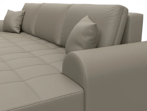 Диван угловой Лига-080 угол правый (ДСП/Пластик/Экокожа/Бежевый) Лига Диванов 134751