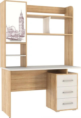 Лайт-2 Стол компьютерный 1200, цвет дуб сонома/белый Mebelson (арт.SKL2.1N02.1623)