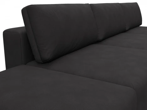 Диван угловой модульный с пуфом Лига-060 НПБ Лонг угол универсальный (ЛДСП,Брус,Фанера/Пластик/Замша/Коричневый) Лига Диванов 129523