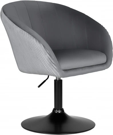 Кресло дизайнерское DOBRIN EDISON BLACK (серый велюр (1922-19)) 8600_BlackBase-LM BLACK, цвет сиденья серый (1922-19), основания черный