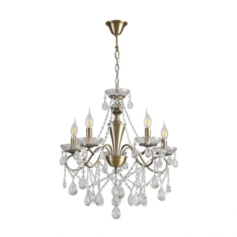 Подвесная люстра с хрустальными подвесками в форме подсвечника Lumion Luina 8346/5 бронза/прозрачный, металл/хрусталь E14 5*40W 220V