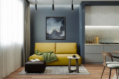 Диван прямой горчичный D1 Лаки AAA41235010