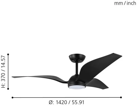 Потолочная люстра на штанге с вентилятором Eglo Mosteiros 35004 (LED, 220V, пульт управления)