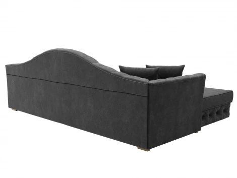 Диван угловой Артис левый угол (Брус,Рейка/Пластик/Велюр/Темно-серый) Лига Диванов 128025L