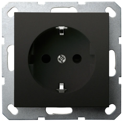 Розетка со шторками (черный матовый) Jasmart G-Classic G5501PB