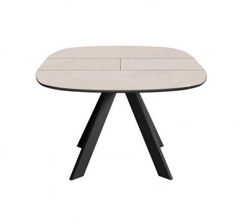 Стол DikLine BK100 Керамика Krater Perla (бежевый матовый)/подстолье черное/опоры черные