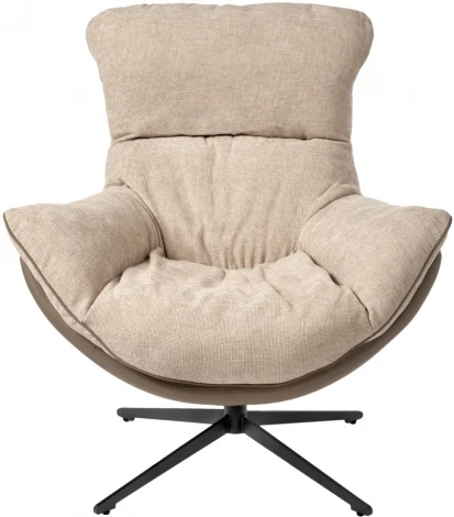 Комплект кресло Bradexhome HUG латте, экокожа, шенилл с оттоманкой латте, экокожа