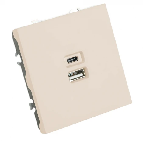 Розетка USB Type A+С (кашемир, soft touch) Stekker Эмили 49905