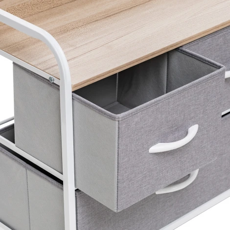 Комод Leset Ноа широкий, Каркас Белый, Светло-серый Leset (Искусственный лен/Светло-серый) арт.2500000183478