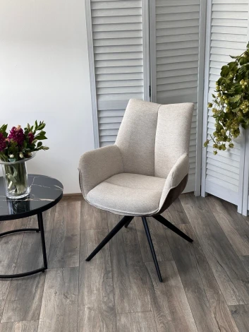 Стул M-City PONTUS 360 град. поворот. KN01-05 Бежевый/ BZ1046-21 Коричневый/ Черный