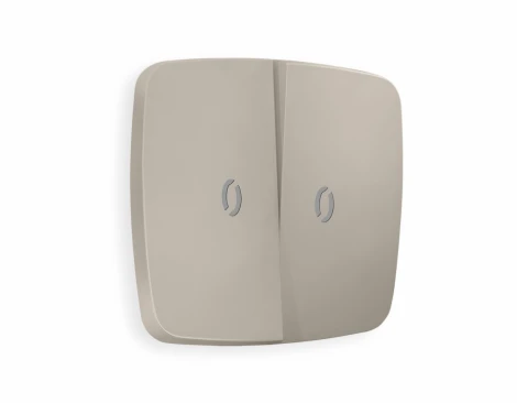 Лицевая панель Ambrella Volt OMEGA (Серо-бежевый матовый) для 2-кл выключателей с подсветкой QUANT OP3640