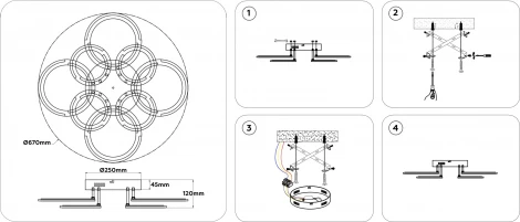 Потолочная люстра светодиодная на штанге с пультом Ambrella ACRYLICA FA8945 (регулировка яркости, 220V, кольцо)
