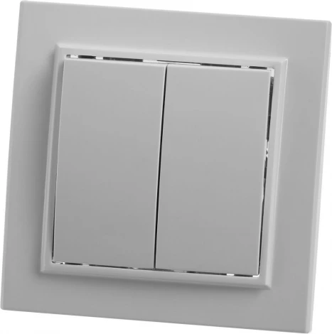 Выключатель двухклавишный (белый) Stekker Эрна 39044