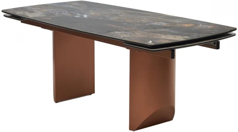 Стол M-City ПУАНТО 200 TITANIUM LAWA NERO, керамика / МЕДЬ каркас