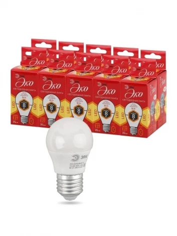 Лампочка светодиодная E27 8W ЭРА ECO LED P45-8W-827-E27