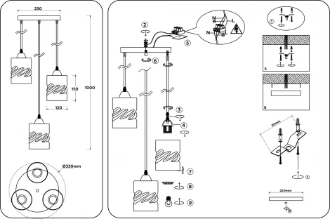 Подвесной светильник Ambrella Traditional TR3410 (220V, на проводе, круглые)