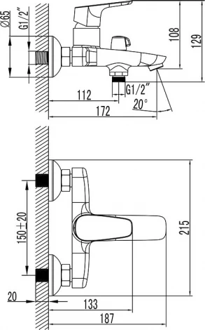 Смеситель Iddis Zodiac ZODSB02i02 для ванны с душем