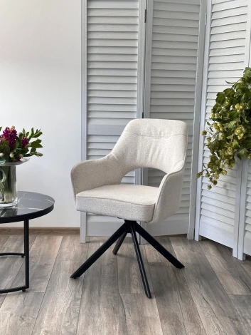 Стул M-City GUARA 180 град. поворот. цвет бежево-белый RAVEN 22 / черный каркас