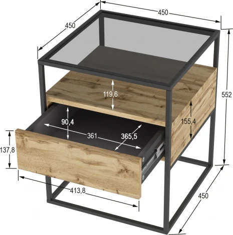 Прикроватная тумба Калифорния Эйден Дуб вотан