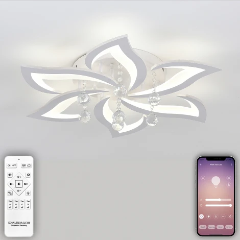 Потолочная светодиодная люстра с пультом и управлением смартфоном 120W Olimp LED LAMPS 81238 Natali Kovaltseva (регулировка яркости, 220V, подвески, цветы)