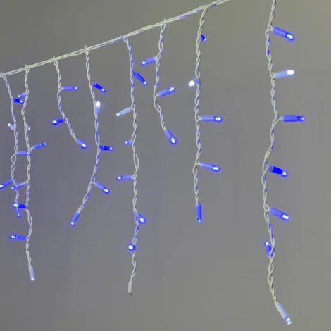 Гирлянда Бахрома 3,1 x 0,5 м синяя с мерцанием белого диода 220В, 120 LED, провод белый Laitcom LL120BLW-8-2B