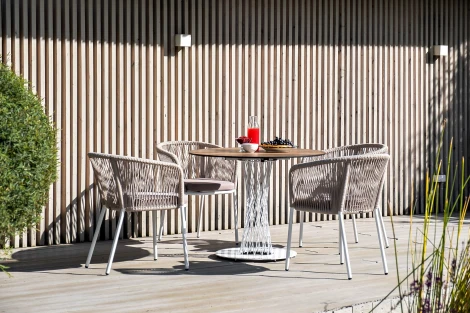 "Диего" обеденная группа на 4 персоны, круглый стол "дуб", цвет бежевый 4SIS арт.УТ-00003586