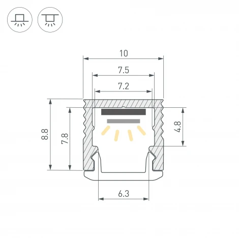 Профиль SL-MINI-10-3000 ANOD (Arlight, Алюминий) 064305