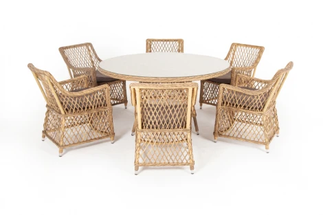 Обеденная группа плетеная, цвет соломенный 4SIS Эспрессо-150 L ECL6T-7-SET