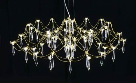 Подвесная люстра светодиодная с пультом и хрустальными подвесками Asfour MyFar Ersilia MR2662-60P-76AP