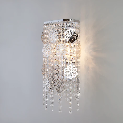 Настенный светильник Eurosvet Flower 10083/2 хром/прозрачный хрусталь Strotskis